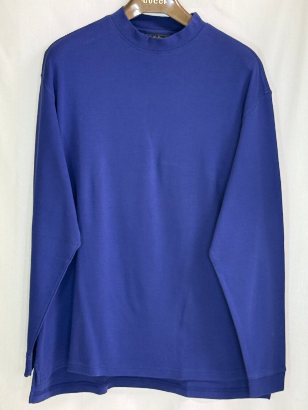 Bobby Jones Players 100% Cotton Men's Mock Neck Long Sleeves Shirt-Royal Blue-XL